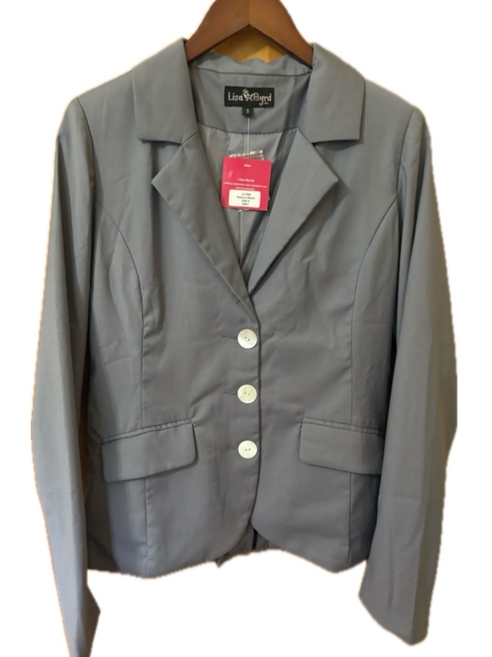 Liza Byrd Gray Tailored Blazer with Signature Back Bow | NWT | Size Small